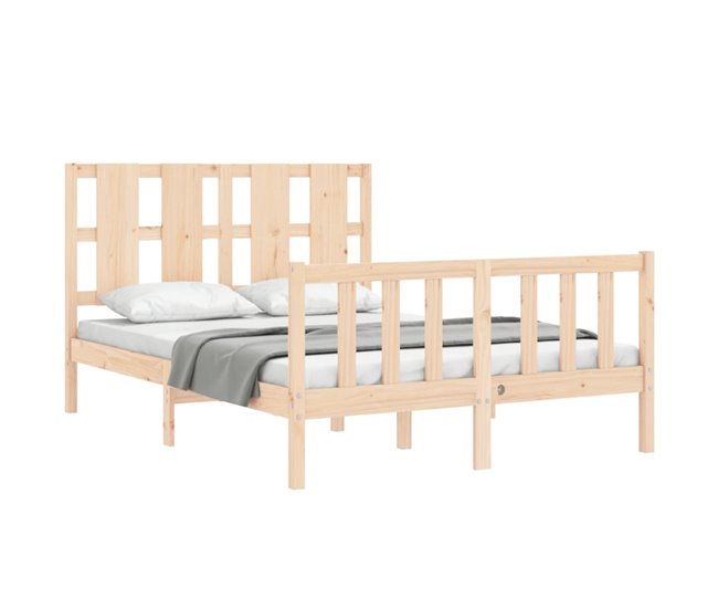 Conforama Estructura De Cama Con Cabecero Madera Maciza 140x190 Cm