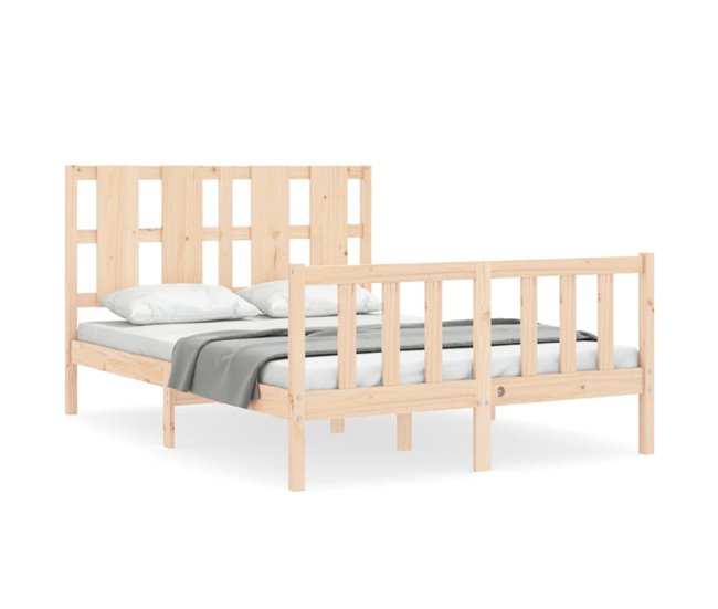 Conforama Estructura de cama con cabecero madera maciza 140x190 cm
