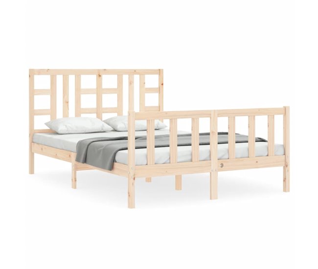 Conforama Estructura de cama con cabecero madera maciza 140x190 cm