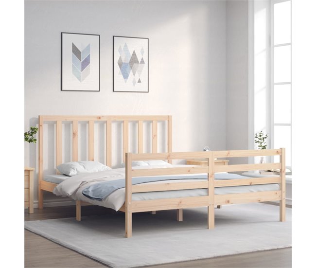 Conforama Estructura De Cama Con Cabecero Madera Maciza 160x200 Cm