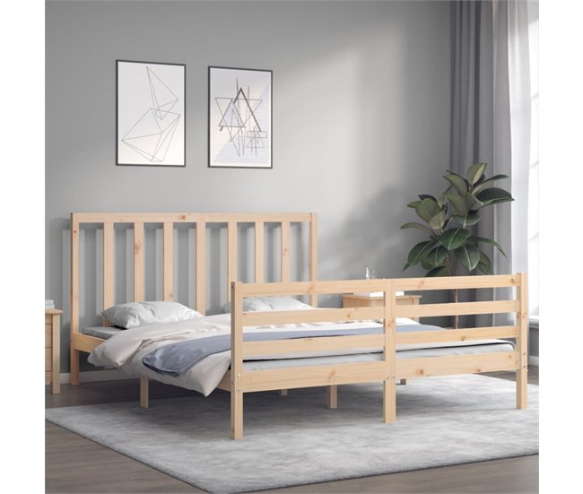 Conforama Estructura De Cama Con Cabecero Madera Maciza 160x200 Cm
