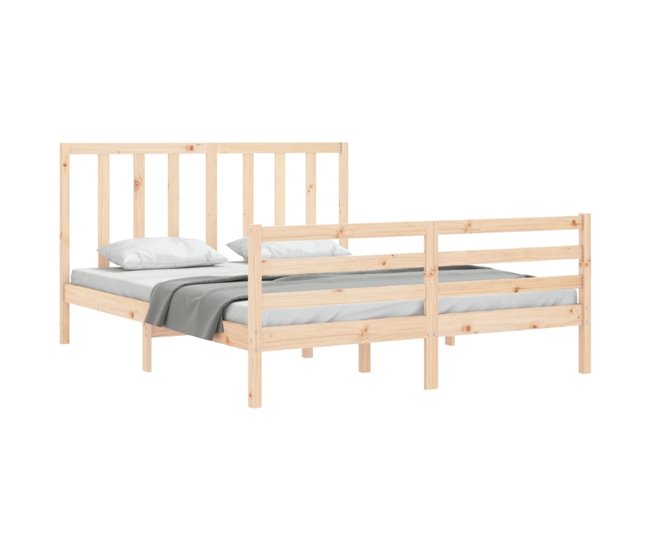 Conforama Estructura De Cama Con Cabecero Madera Maciza 160x200 Cm