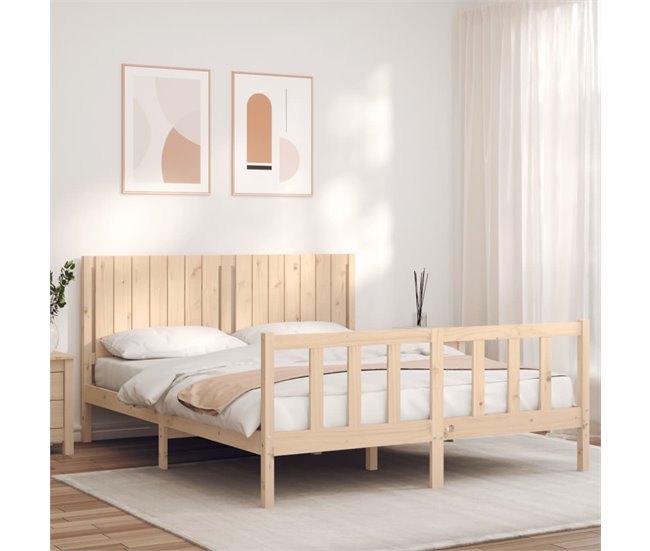 Conforama Estructura De Cama Con Cabecero Madera Maciza 160x200 Cm