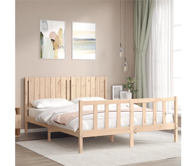 Conforama Estructura De Cama Con Cabecero Madera Maciza 160x200 Cm