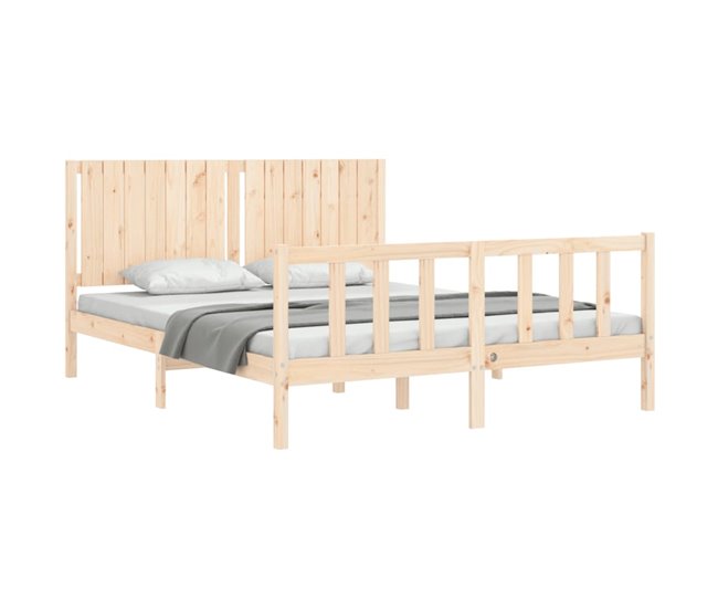 Conforama Estructura De Cama Con Cabecero Madera Maciza 160x200 Cm