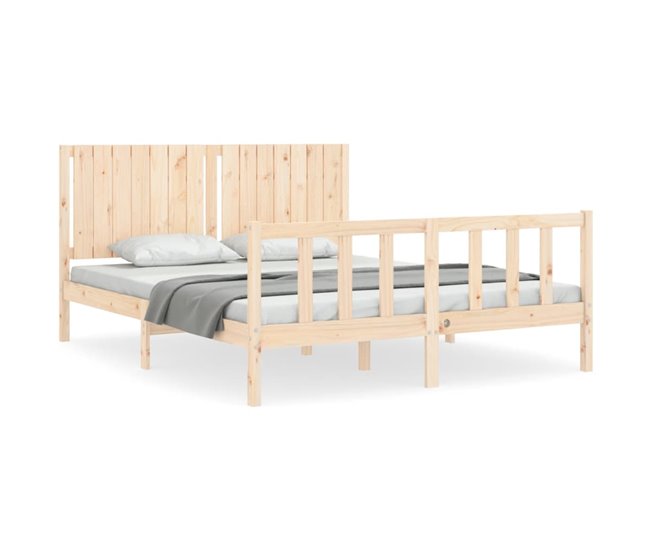 Conforama Estructura de cama con cabecero madera maciza 160x200 cm