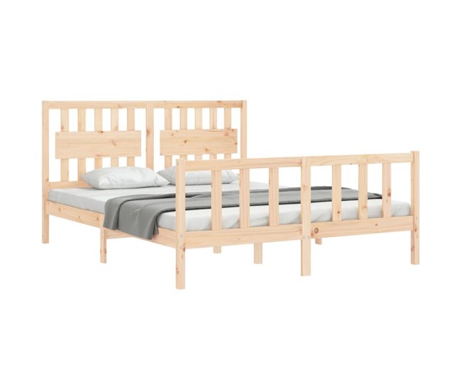 Conforama Estructura De Cama Con Cabecero Madera Maciza 160x200 Cm