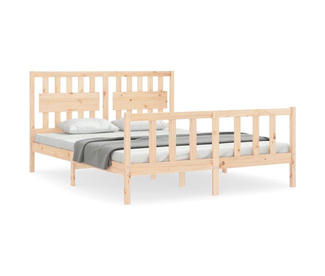 Conforama Estructura de cama con cabecero madera maciza 160x200 cm