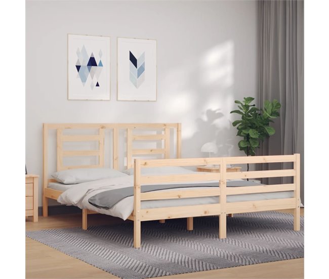 Conforama Estructura De Cama Con Cabecero Madera Maciza 160x200 Cm