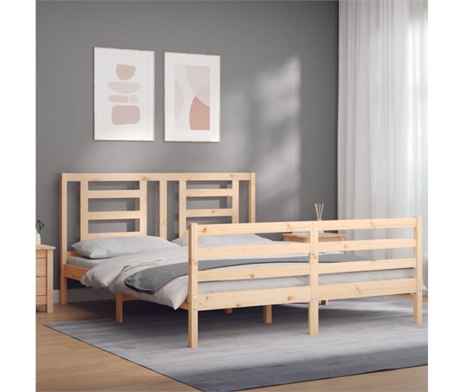 Conforama Estructura De Cama Con Cabecero Madera Maciza 160x200 Cm