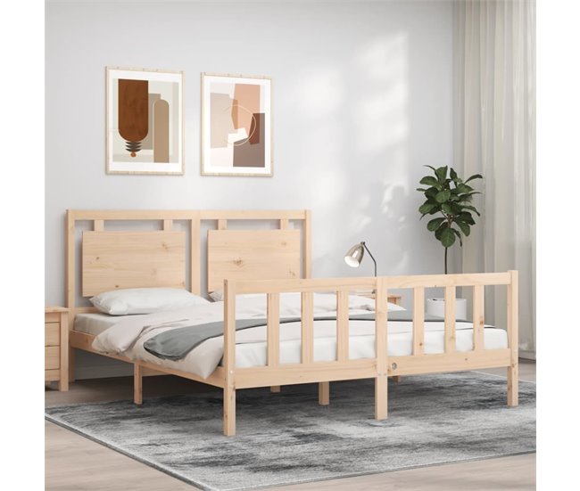 Conforama Estructura De Cama Con Cabecero Madera Maciza 160x200 Cm