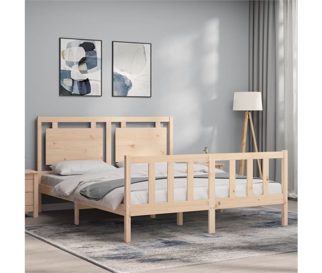 Conforama Estructura De Cama Con Cabecero Madera Maciza 160x200 Cm