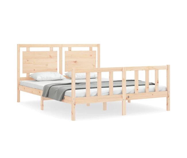 Conforama Estructura de cama con cabecero madera maciza 160x200 cm