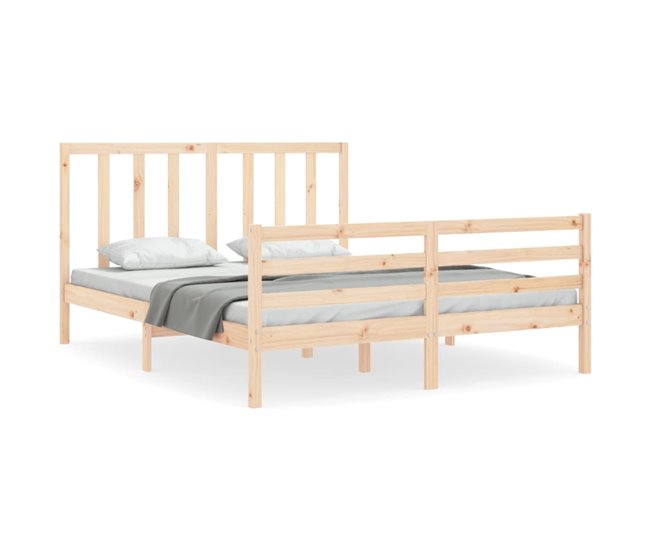 Conforama Estructura de cama con cabecero madera maciza 160x200 cm