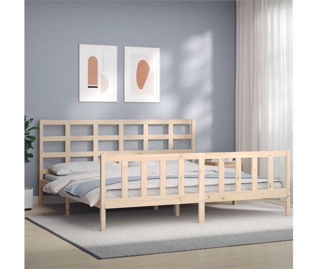 Conforama Estructura De Cama Con Cabecero Madera Maciza 180x200 Cm