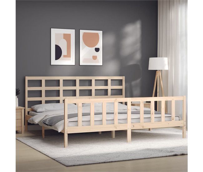 Conforama Estructura De Cama Con Cabecero Madera Maciza 180x200 Cm