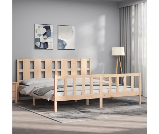 Conforama Estructura De Cama Con Cabecero Madera Maciza 180x200 Cm