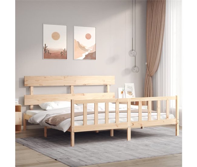 Conforama Estructura De Cama Con Cabecero Madera Maciza 200x200 Cm Con Cabecero Y Pie De Cama