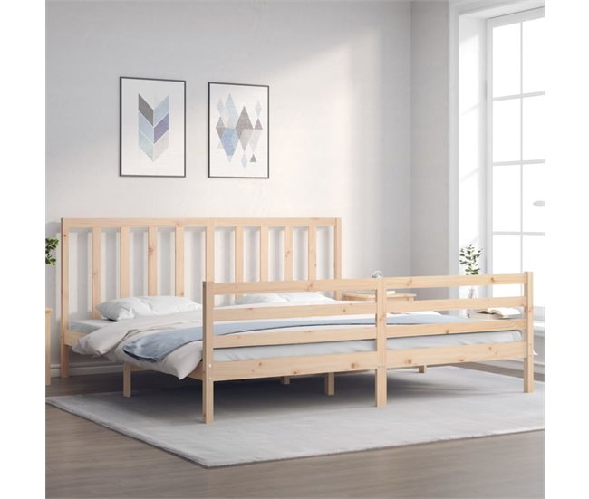 Conforama Estructura De Cama Con Cabecero Madera Maciza 200x200 Cm