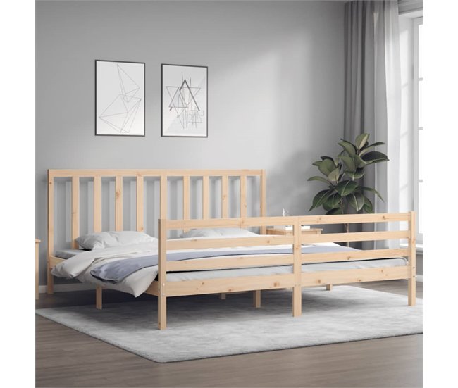 Conforama Estructura De Cama Con Cabecero Madera Maciza 200x200 Cm