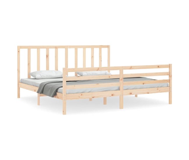 Conforama Estructura de cama con cabecero madera maciza 200x200 cm