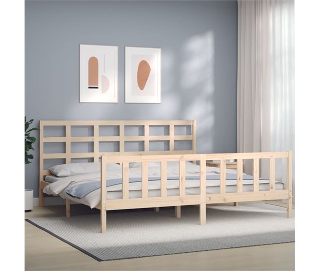 Conforama Estructura De Cama Con Cabecero Madera Maciza 200x200 Cm