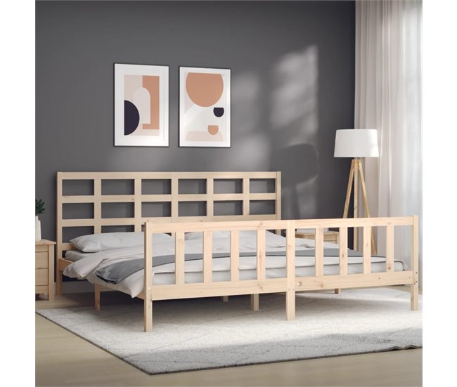 Conforama Estructura De Cama Con Cabecero Madera Maciza 200x200 Cm