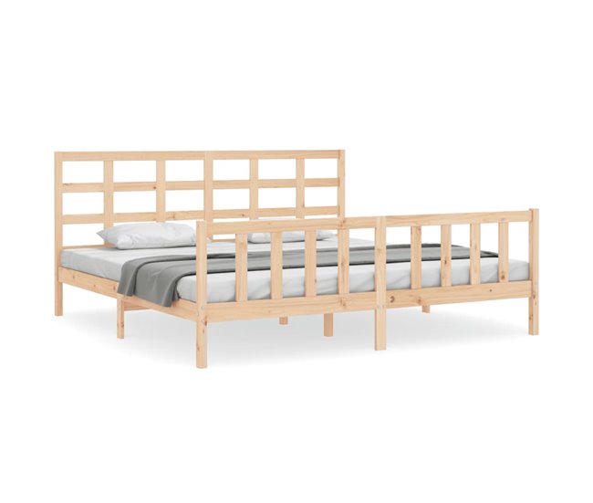 Conforama Estructura de cama con cabecero madera maciza 200x200 cm