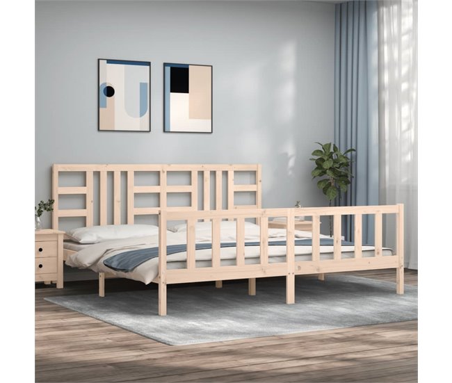Conforama Estructura De Cama Con Cabecero Madera Maciza 200x200 Cm