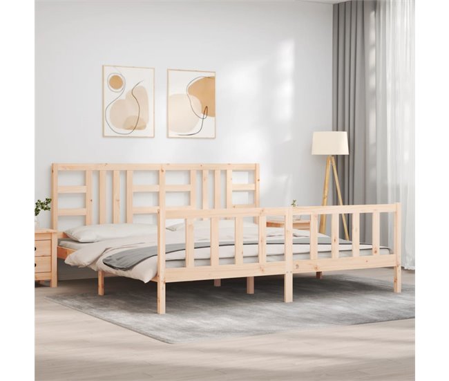 Conforama Estructura De Cama Con Cabecero Madera Maciza 200x200 Cm