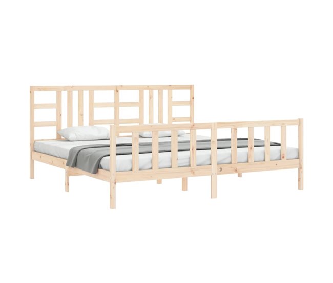 Conforama Estructura De Cama Con Cabecero Madera Maciza 200x200 Cm