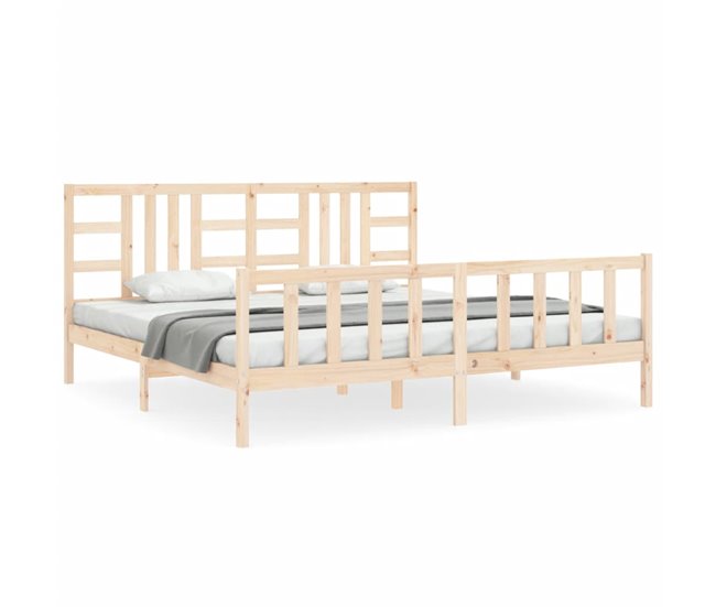 Conforama Estructura de cama con cabecero madera maciza 200x200 cm