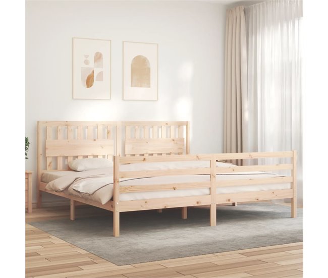 Conforama Estructura De Cama Con Cabecero Madera Maciza 200x200 Cm