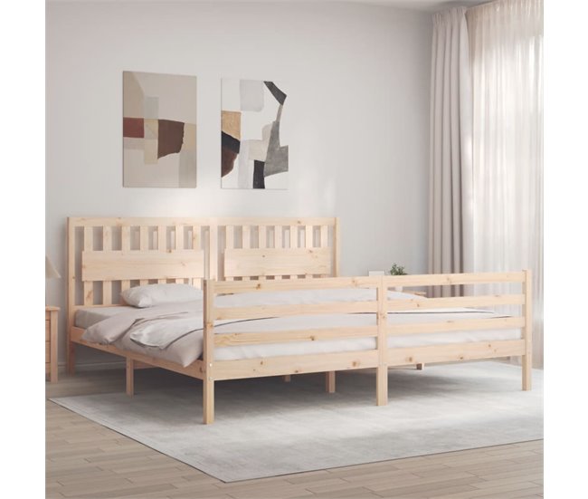 Conforama Estructura De Cama Con Cabecero Madera Maciza 200x200 Cm