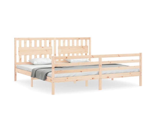 Conforama Estructura De Cama Con Cabecero Madera Maciza 200x200 Cm