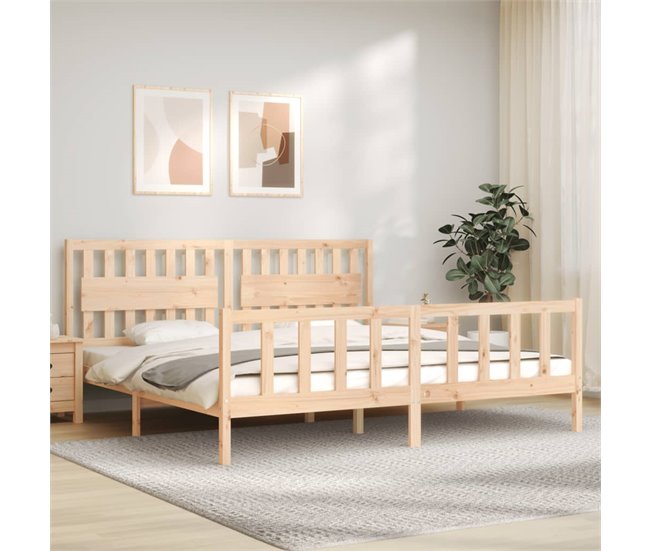 Conforama Estructura De Cama Con Cabecero Madera Maciza 200x200 Cm
