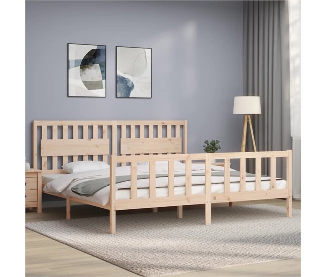 Conforama Estructura De Cama Con Cabecero Madera Maciza 200x200 Cm