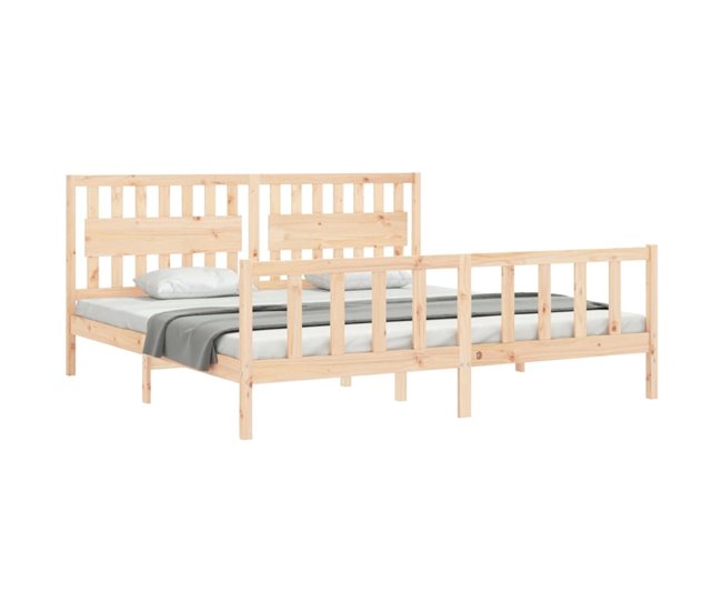 Conforama Estructura De Cama Con Cabecero Madera Maciza 200x200 Cm