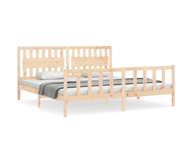 Conforama Estructura de cama con cabecero madera maciza 200x200 cm