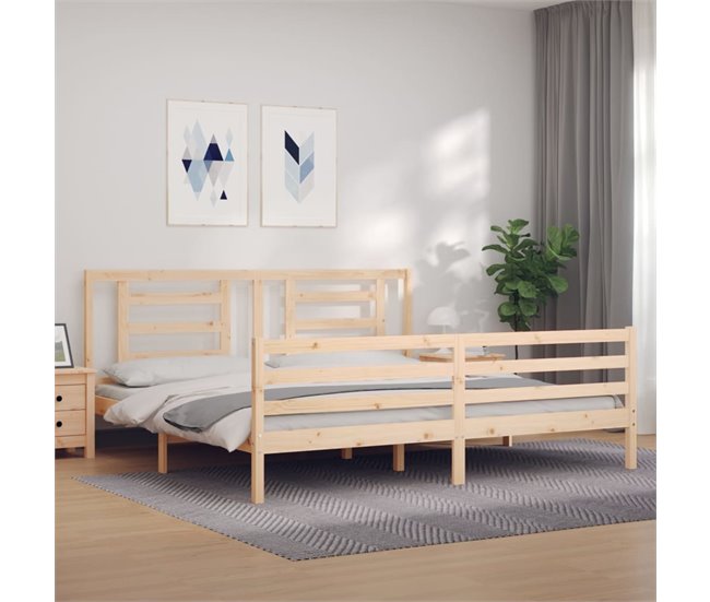 Conforama Estructura De Cama Con Cabecero Madera Maciza 200x200 Cm