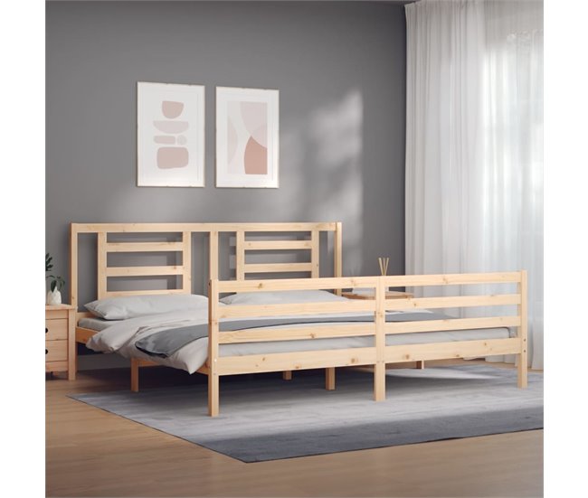 Conforama Estructura De Cama Con Cabecero Madera Maciza 200x200 Cm