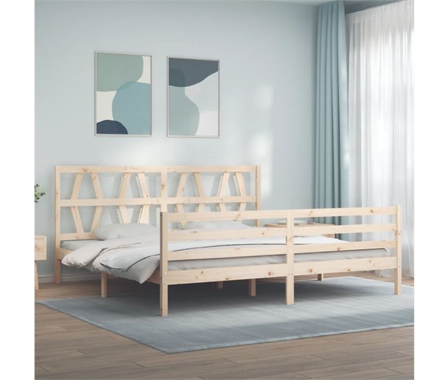 Conforama Estructura De Cama Con Cabecero Madera Maciza 200x200 Cm