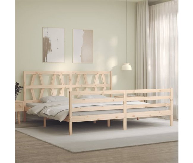 Conforama Estructura De Cama Con Cabecero Madera Maciza 200x200 Cm