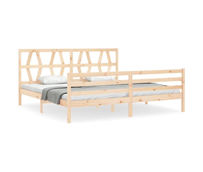 Conforama Estructura de cama con cabecero madera maciza 200x200 cm