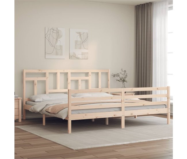 Conforama Estructura De Cama Con Cabecero Madera Maciza 200x200 Cm