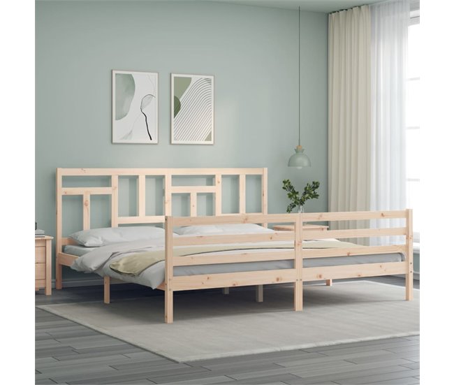 Conforama Estructura De Cama Con Cabecero Madera Maciza 200x200 Cm