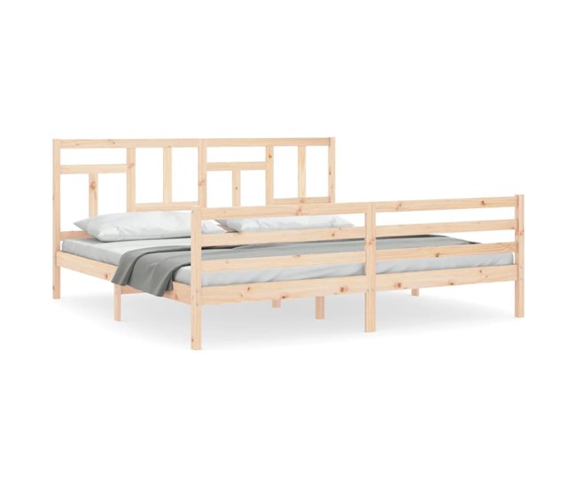 Conforama Estructura de cama con cabecero madera maciza 200x200 cm
