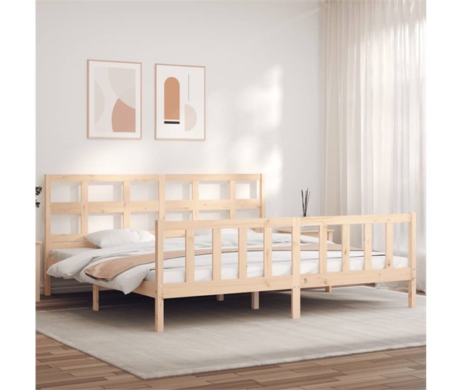 Conforama Estructura De Cama Con Cabecero Madera Maciza 200x200 Cm