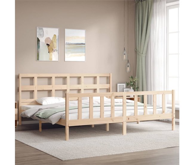 Conforama Estructura De Cama Con Cabecero Madera Maciza 200x200 Cm