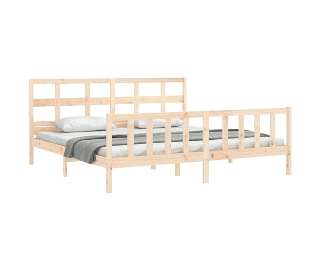 Conforama Estructura De Cama Con Cabecero Madera Maciza 200x200 Cm